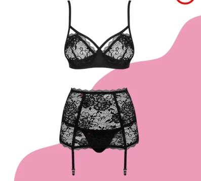 Crotchless Garter Panty With Ruffles And Bow By Rene Rofe